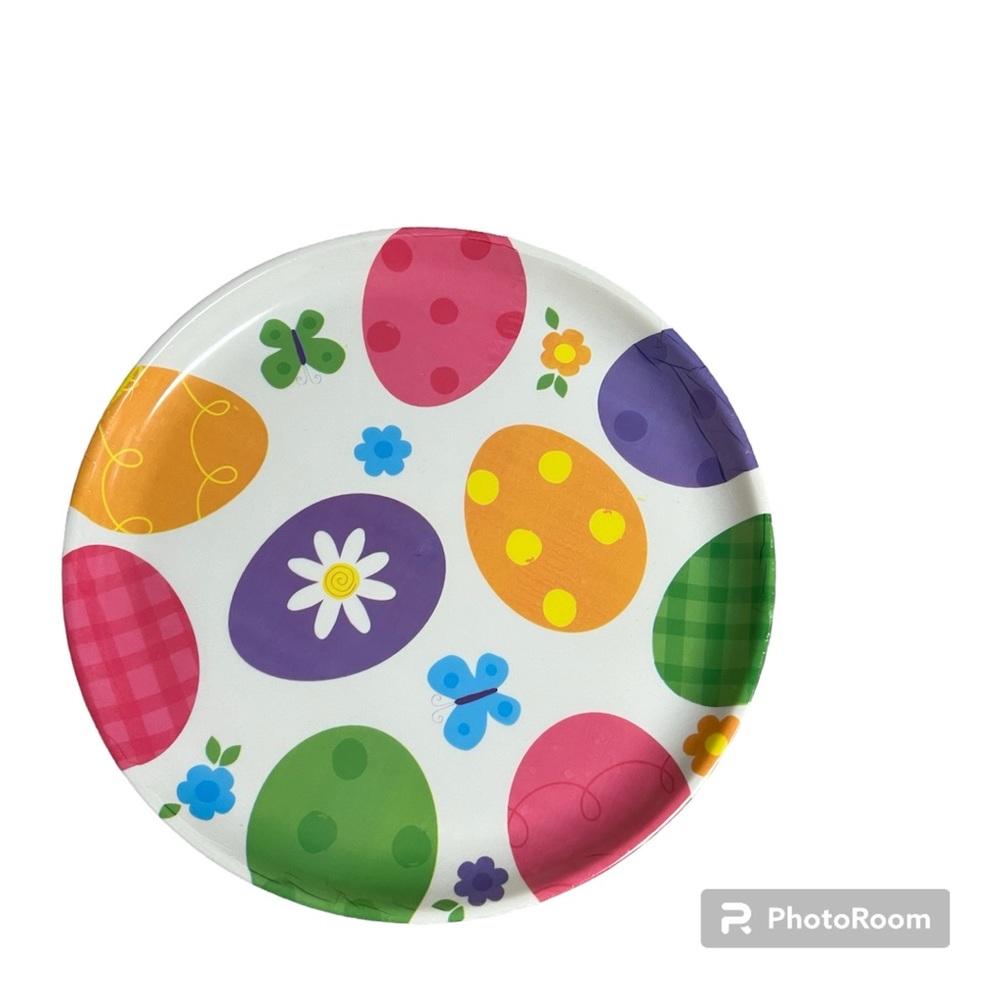 🐣AMSCAN: Easter egg themed, large round serving platter, preowned.